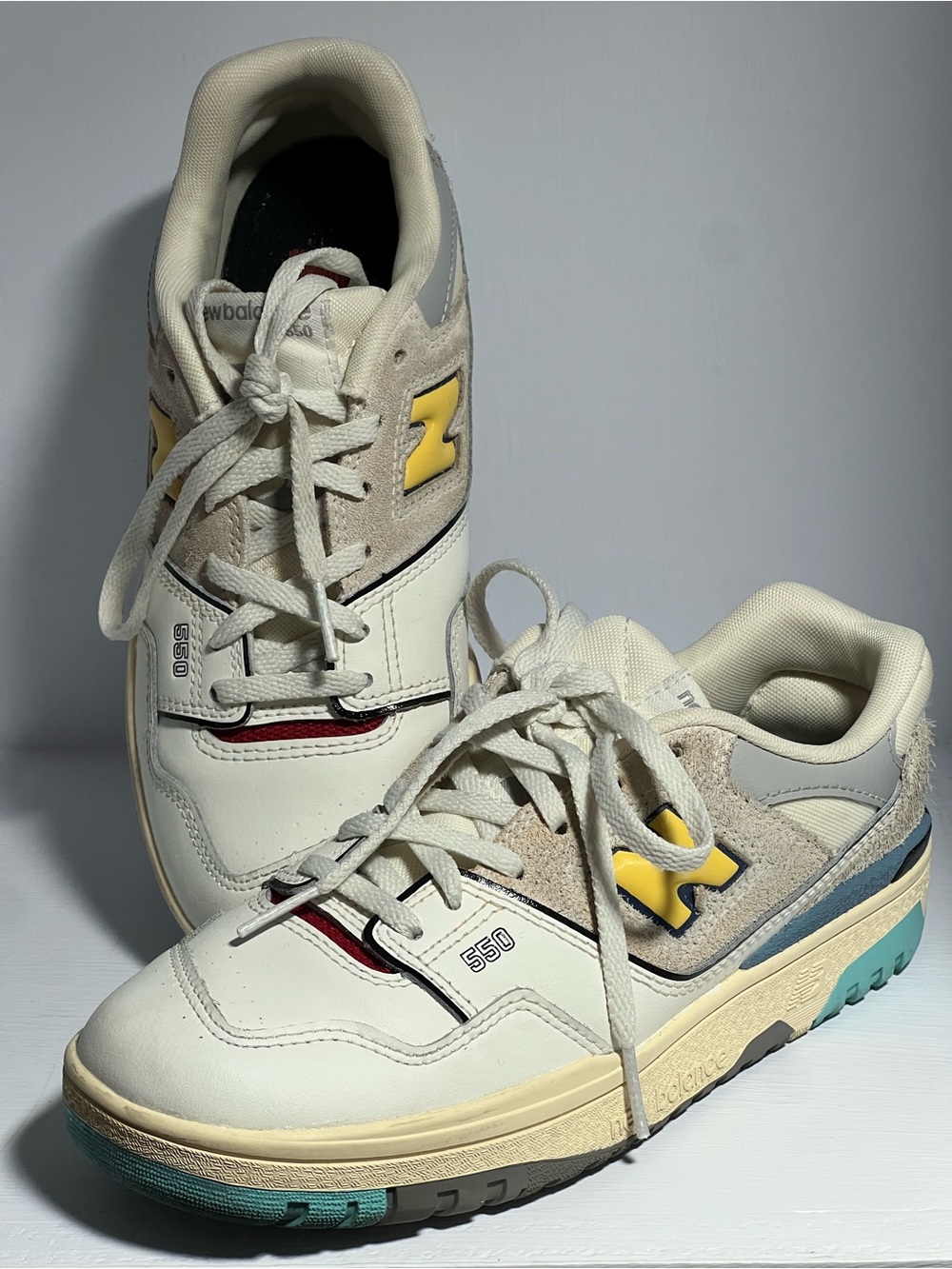 New Balance 550 White Beige Yellow Sneakers Size 3